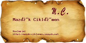 Mazák Ciklámen névjegykártya